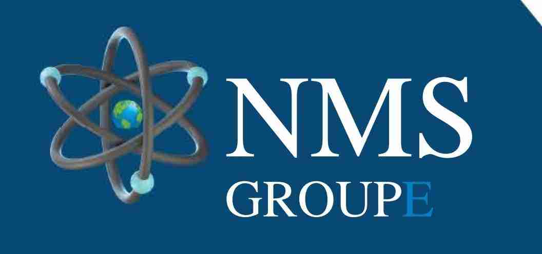 NMS Groupe logo: an atom with a globe at its centre, beside the words NMS GROUPE
